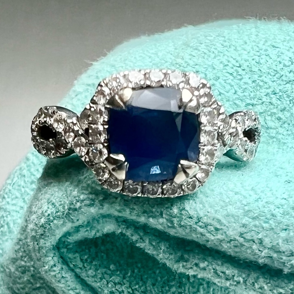 1.86 ct. TW Cushion Cut Sapphire and Diamond Ring